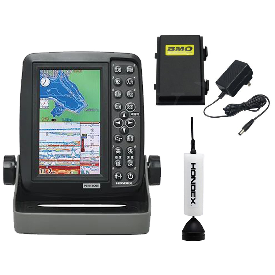 HONDEX (ホンデックス) PS-611CN ワカサギパック BMOバッテリーセット 5型ワイドカラー液晶 ポータブル GPS内蔵 プロッター 魚探 PS-611CN-WP-BM []