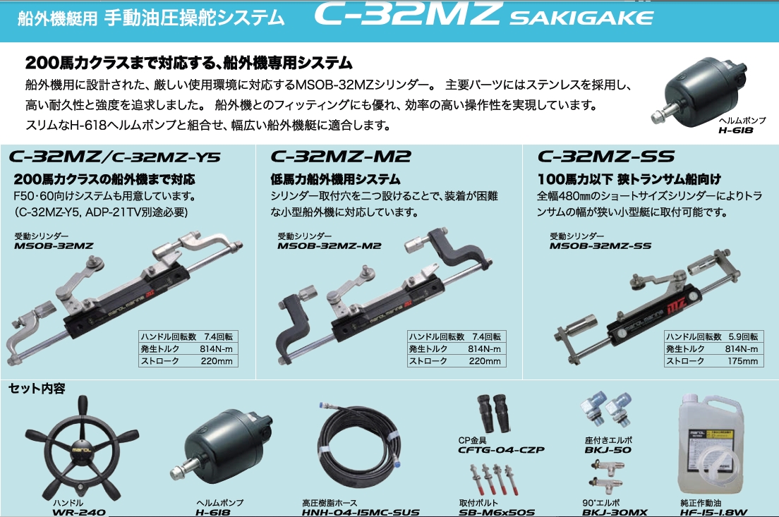 クーポン付 手動油圧操舵システム C-28ZB その他マリンスポーツ用品